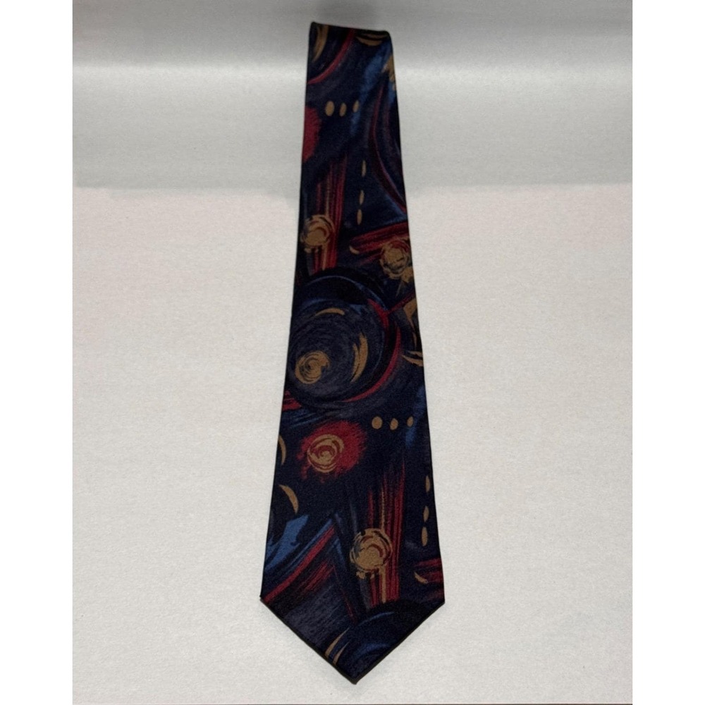 Mark Alexander Mens Tie Made in USA 100% Italian Silk Wide Abstract Vintage
